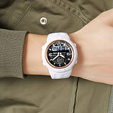 Водостійкий годинник (50 м) з подвійним часом Skmei 1655WTWT White, фото 4