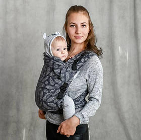 Май-слінг жаккардовий з народження до 36 місяців Coolbabka Сірий Feathers