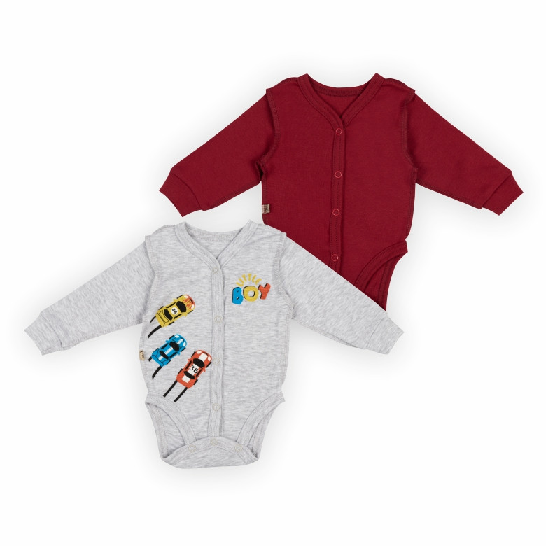 Дитячий комплект-боді для малюків GABBI BD-24-2 (2 шт.) Бордовий/сірий р.56 (13927)