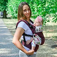 Эрго рюкзак для новорожденных 4 в 1 "Світ навколо" для малышей 4 - 18 мес Малышастик Бордовый