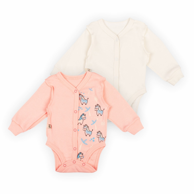 Дитячий комплект-боді для малюків GABBI BD-24- 3 (2 шт.) Молочний/Персиковий р.56 (13928)