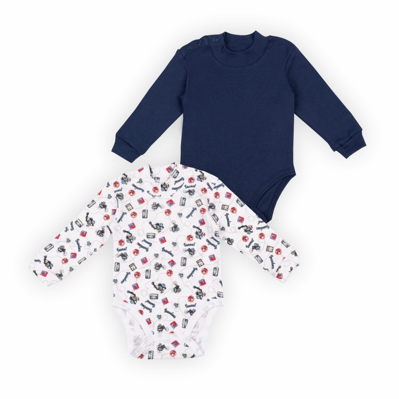 Дитячий комплект-боді для малюків GABBI BD-24- 5 (2 шт.) Темно-синій/Набивний р.68 (13930)