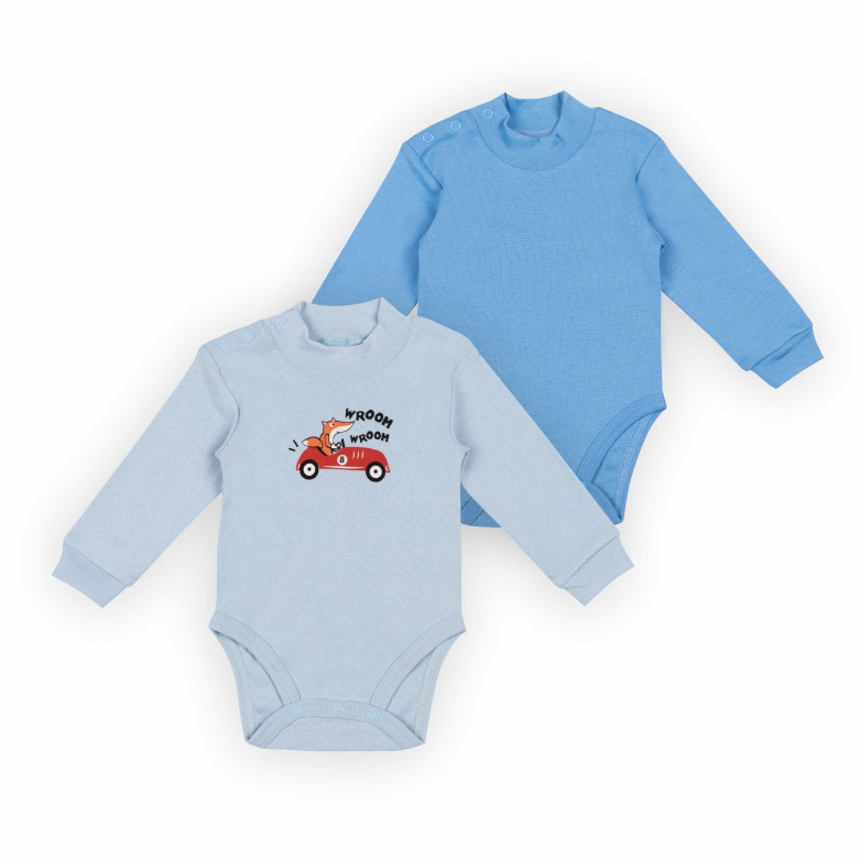 Дитячий комплект-боді для малюків GABBI BD-24- 5 (2 шт.) Блакитний/Світло-блакитний р.68 (13930)