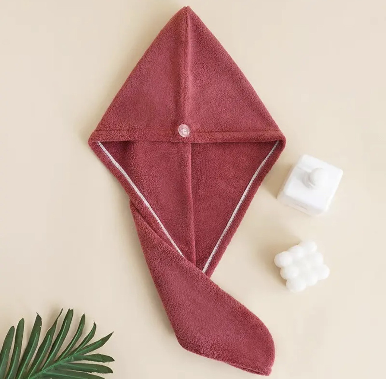 Рушник - чалма , тюрбан для сушіння волосся , рушник для голови Темно бордовий, фото 1