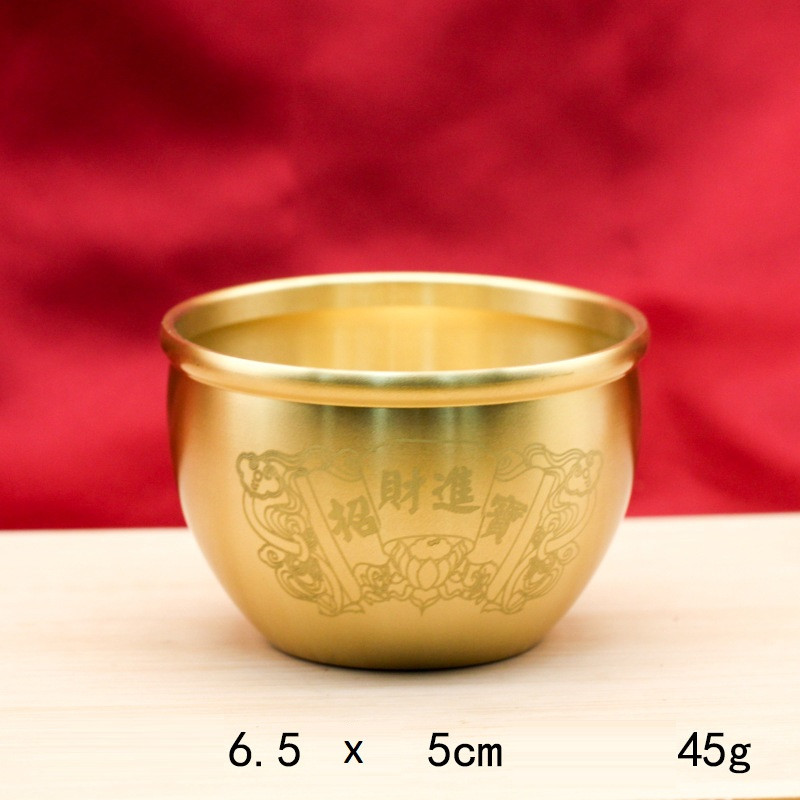 Глечик циліндр Байфу 6.5х5 см, Циліндр Baifu Маленький лотос із чистої латуні, приваблює багатство, фен шуй, фото 1