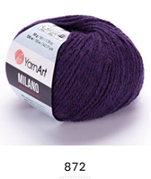 Нитки пряжа для в"язання напіввовна з альпакою  та віскозою MILANO Мілано YarnYart ЯрнАрт №  872