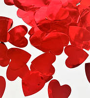 Конфетти, метафан "Сердце", вес - 50 г, размер - 25 мм, цвет - красный (металлик)