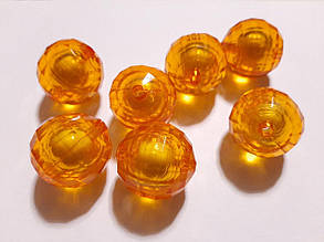 Намистини акрил "куля грані" помаранчева з білою серединкою 30 мм 500 грам