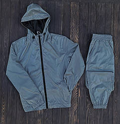 Повсякдений спортивний костюм чоловічий плащовка сірий однотонний