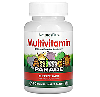 Мультивітаміни та мінерали для дітей, Multi-Vitamin & Mineral, Nature&#39s Plus, Source of Life, вишня, 90 таблеток у формі тварин