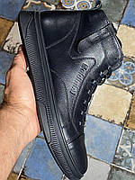 Мужские зимние кожаные ботинки Baldinini черные на молнии и шнуровке размер 42 (27,5 см)
