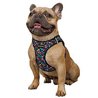 Мягкая шлейка для собак малых и средних пород Нейлоновая светоотражающая с принтом Sport Vest Бульки