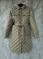 Женская демисезонная стеганая куртка рубашка, оверсайз, M, XL,2XL, см. замеры в описании