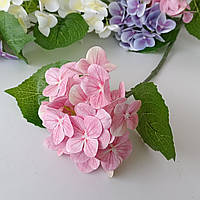 Искусственные цветы. Ветка гортензии розовая. Силикон. 46 см