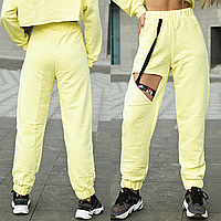 Женские спортивные рваные штаны Loop Свободные Спортивные джоггеры демисезонные с высокой посадкой лимонные