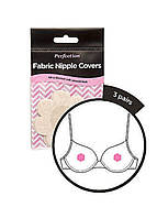 Одноразові наклейки на груди на соски 3 пари Fabric Nipple Covers від Perfection 3 пари Бежеві One size