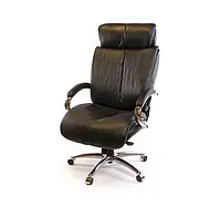 Кресло руководителя на колесах с подлокотниками Аризона Soft CH MB черное офисное из натуральной кожи до 120кг