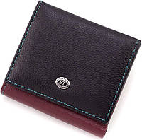 Маленький женский кошелек из натуральной кожи черно-красный ST Leather