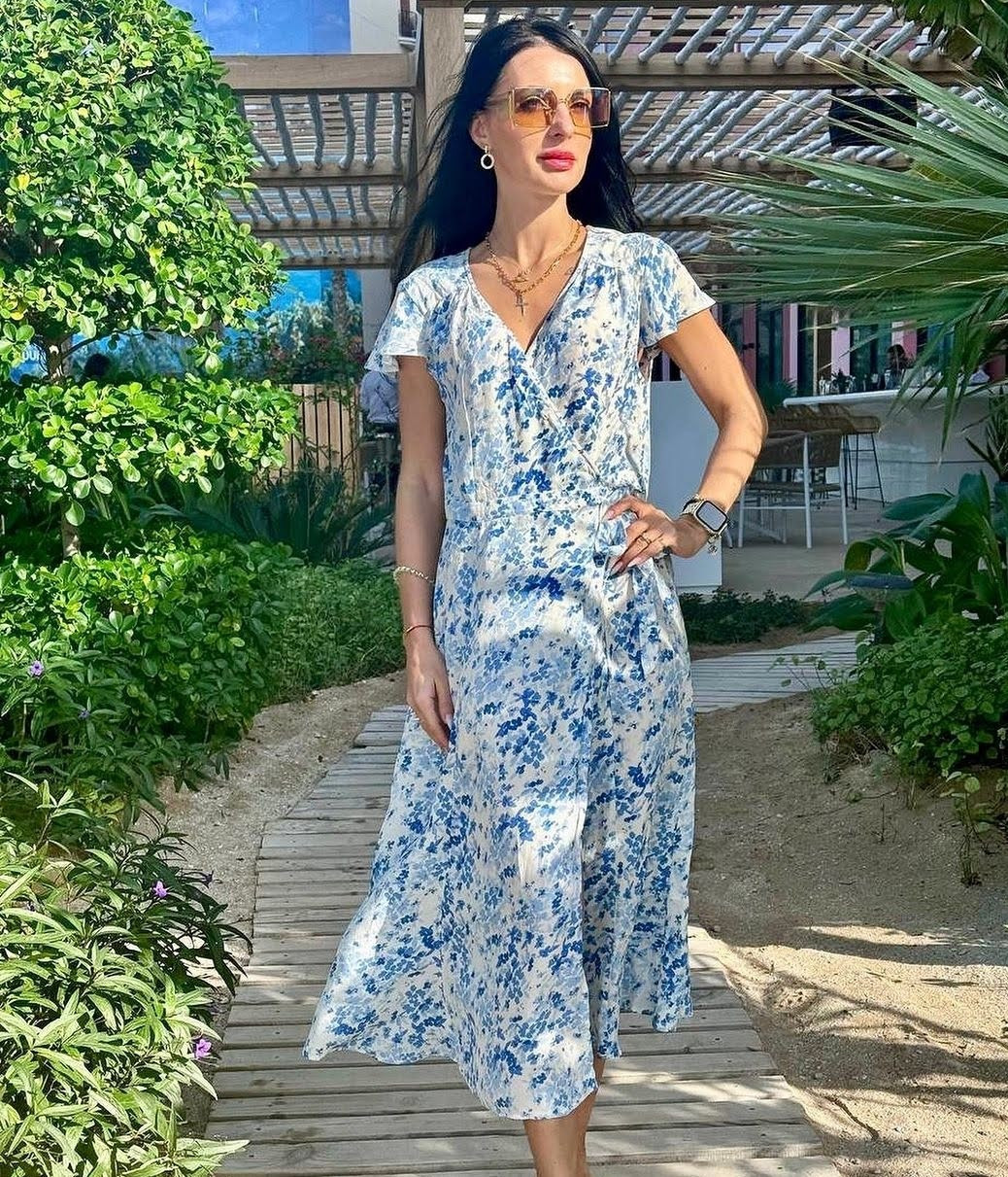 Жіноче літне плаття на запах з короткими рукавами (з M по 2XL), фото 1