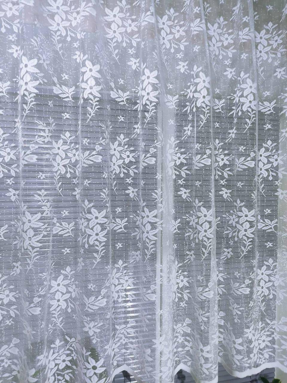 Біла коротка жаккардова гардина, 2м висота (59003), фото 1