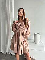 Женское стильное платье с резинкой на груди ткань: софт Мод 144