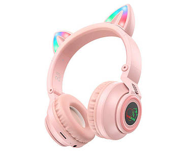 Бездротові Bluetooth навушники Borofone BO18 рожеві