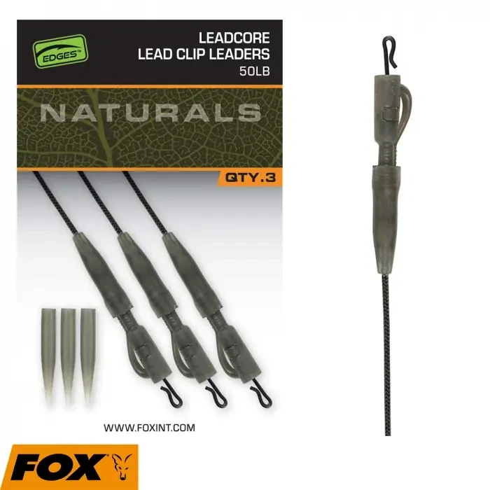 Готовий монтаж Fox Egdes Naturals Leadcore Power Grip Lead Clip Leaders 75cm 50lb