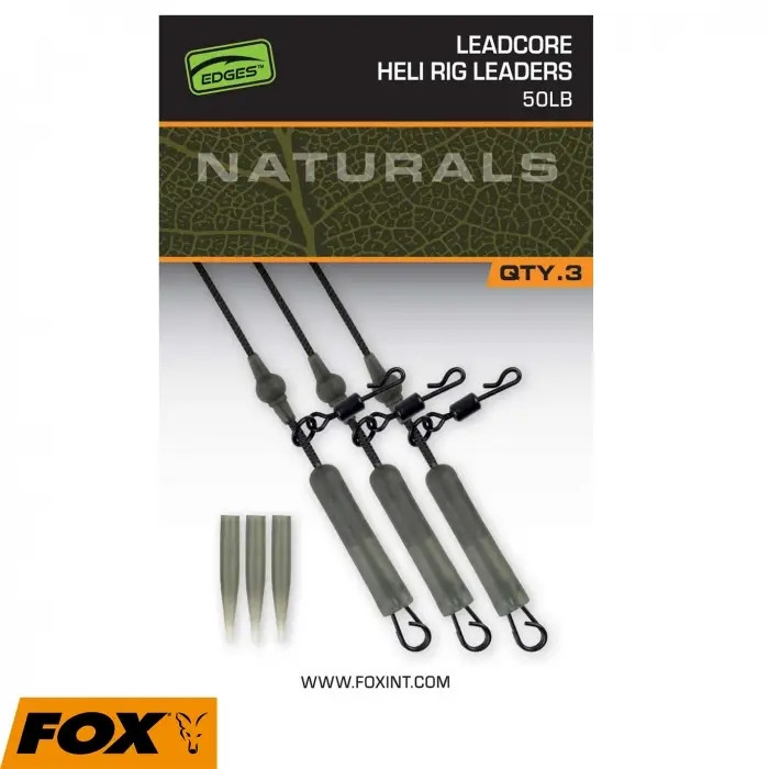 Готовий монтаж Fox Egdes Naturals Leadcore Heli Rig Leaders 75cm 50lb