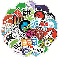 Стікерпак вінілові наліпки МЕРЕЖА програмування стікери 50 шт