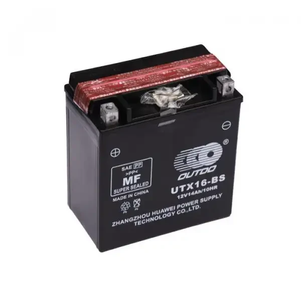 Акумулятор мото AGM (чорний) 12V 14 Ah (UTX16-BS) L+ OUTDO