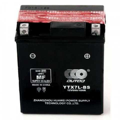 Акумулятор мото AGM (чорний) 12V 6Ah (UTX7L-BS) R+ OUTDO