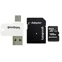 Карта пам`ятi MicroSDXC 128GB UHS-I Class 10 Goodram + SD-adapter + OTG Card reader (M1A4-1280R12)