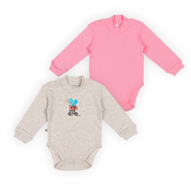 Дитячий комплект-боді для малятка GABBI BD-24- 7 (2 шт.) Молочний/Персиковий р.68 (13932)