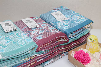 Рушник (Льон) | Рушники кухонні та для рук "Квіти" | 35х70 см Упаковка 10 шт