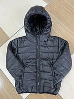Дитяча куртка демісезонна стьобана з капюшоном для хлопчика 2-6 років, колір чорний