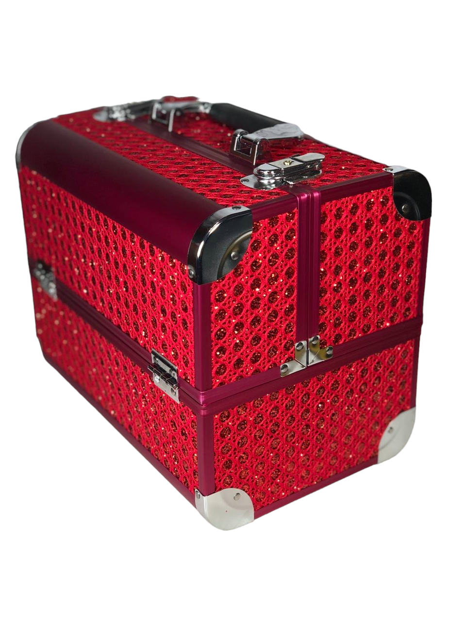 Валіза для косметики, манікюру, візажиста (червона зі стразами)