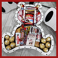 Романтический подарочный бокс Медвежонок, оригинальные подарки с конфетами любимой девушке в коробке