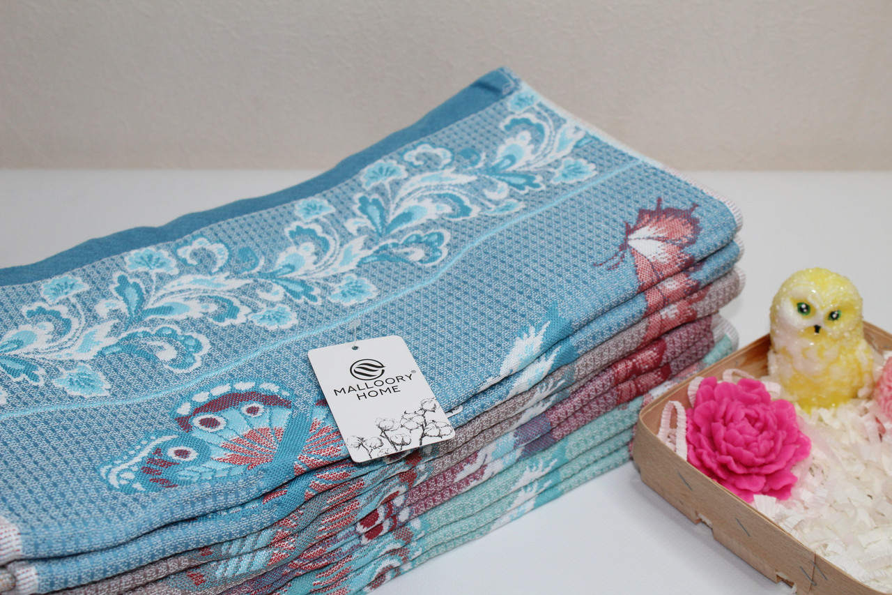 Комплект рушників 2 шт (Льон) | Рушники кухонні та для рук "Квіти" | 35x70 см, фото 1