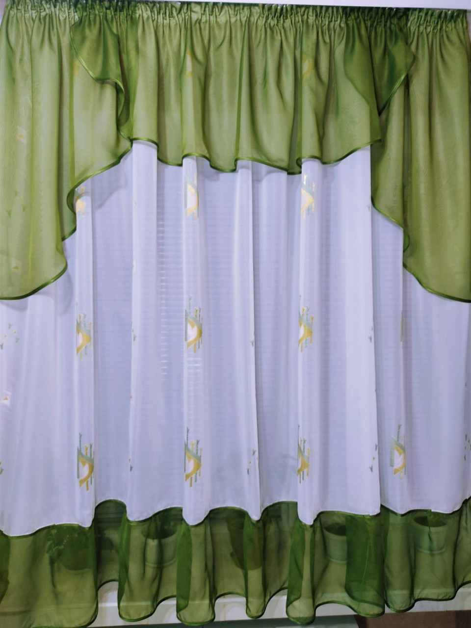 Готова кухонна фіранка "Моллі", оливка