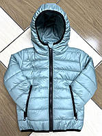 Дитяча куртка демісезонна стьобана з капюшоном для хлопчика 2-6 років, колір блакитний