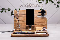 Органайзер деревянный для телефона Оригинальный подарок из дерева с личной гравировкой Индивидуальная гравировка, Samsung watch