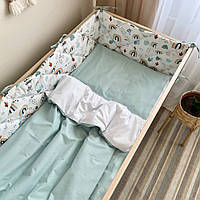 Комплект постельного белья для новорожденного- стеганые бортикиBaby Dream Радуги, мята