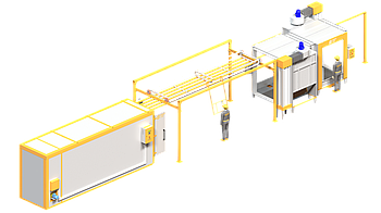 Лінія порошкового фарбування Butterfly - 2.6ч без відстійників та підвісок для габаритів цеху: 22м х 4.2м