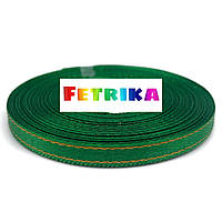 Стрічка атласна зелена з золотим люрексом 0,6 см