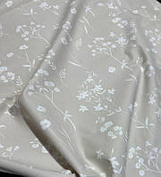 Ткань хлопковая тефлоновая мелкие цветы бежевая для скатертей, штор, декора, чехлов, подушек