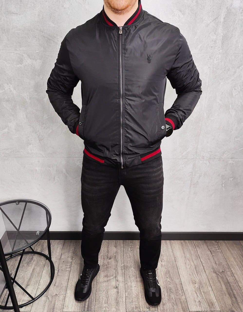 Чоловіча куртка вітровка RALPH LAUREN H4235 чорна, фото 1