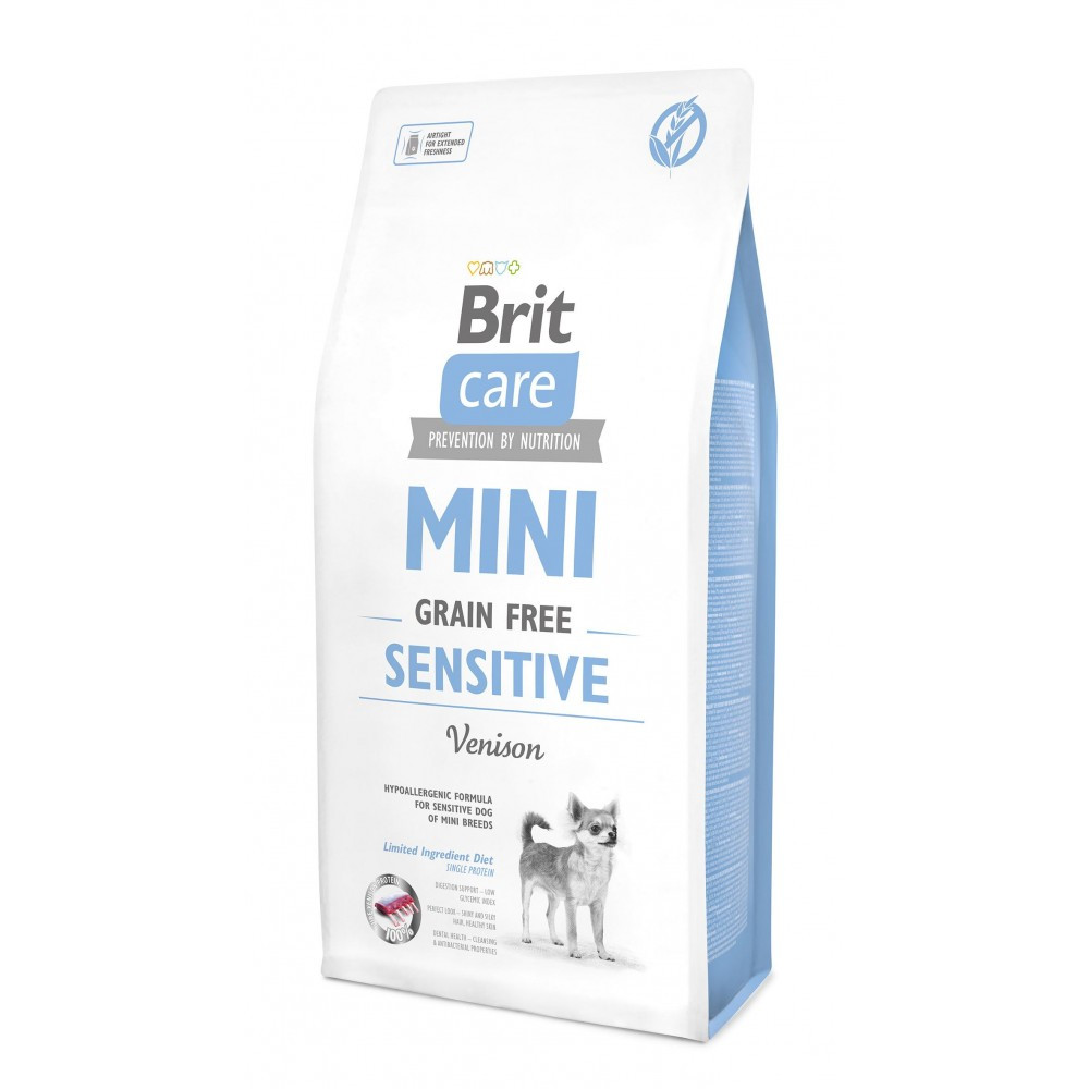 Сухий корм Brit Care GF Mini Sensitive для собак маленьких порід з чутливим травленням, з олениною, 7 кг