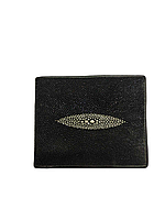 Чоловічий гаманець портмоне з натуральної шкіри ската, колір чорний