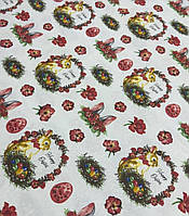 Ткань хлопковая тефлоновая пасха кролики для скатертей, штор, декора, чехлов, подушек