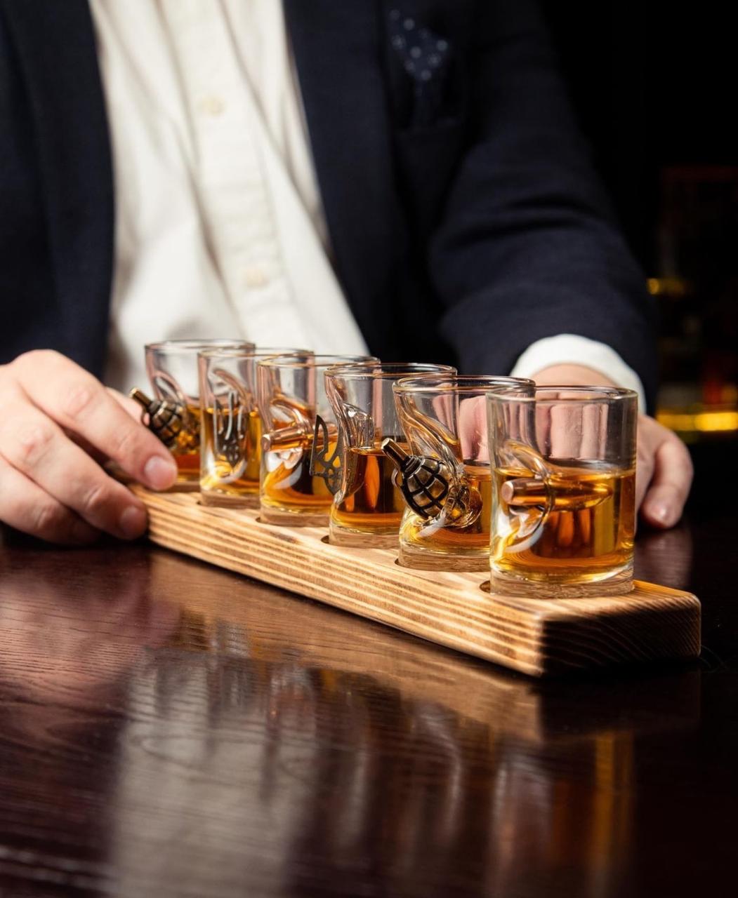 Набір чарок мікс 6 шт на підставці, фото 1